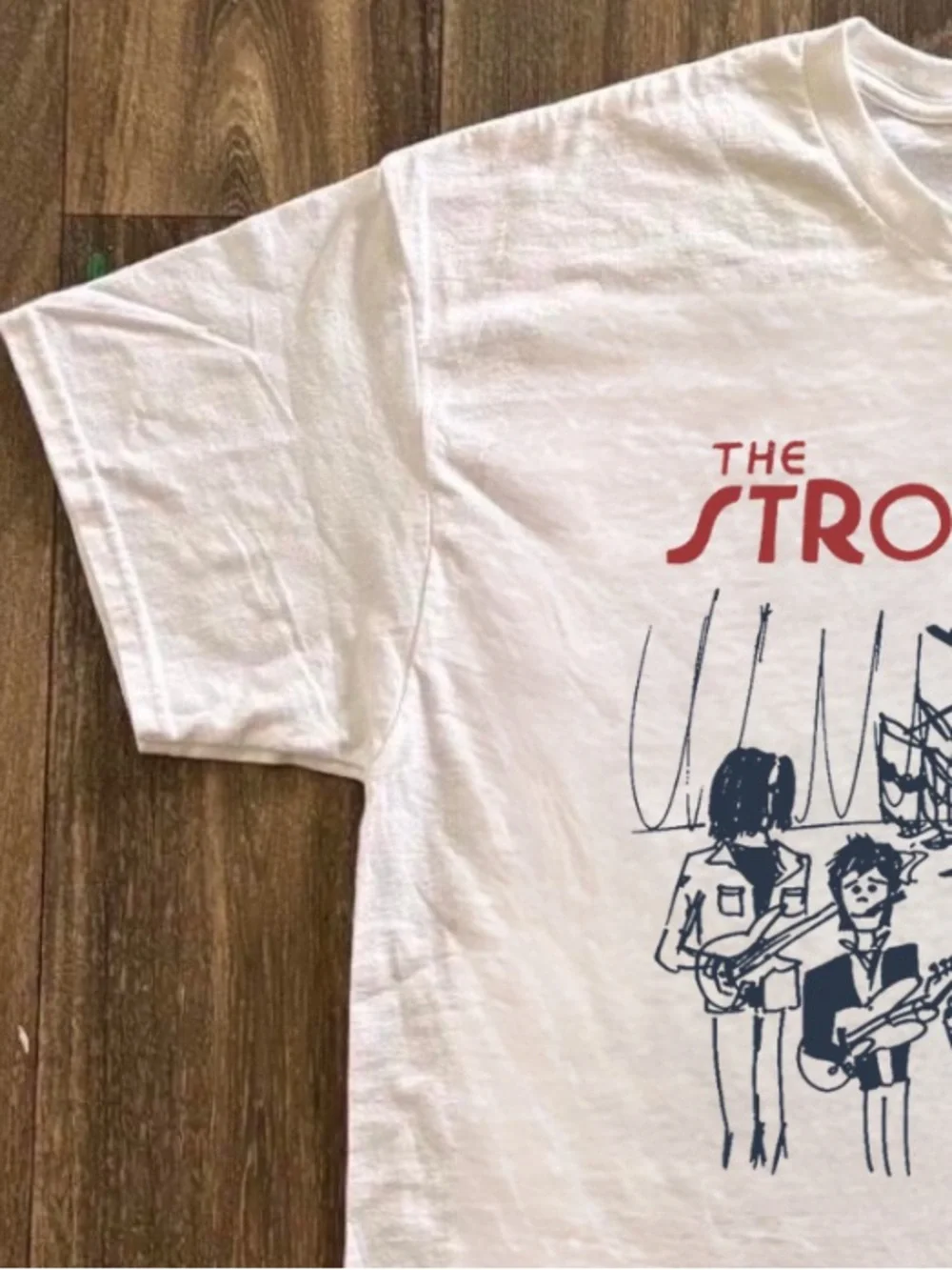 Vintage The Strokes White Graphic Band Tee Casual Size M